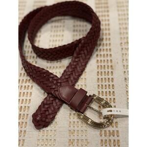 Michael Kors Women's Braided Genuine Leather Belt Weave Casual Boho Brown Large